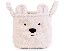 Childhome Opbergmand Teddy - 25x20x20 cm - Ecru - Speelgoedmand - Zachte Teddy-Stof