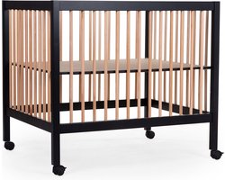 Childhome Park 97 Box met wieltjes - Verstelbaar op 3 hoogtes - Hout – Zwart/naturel - 98 x 78 x 82 cm