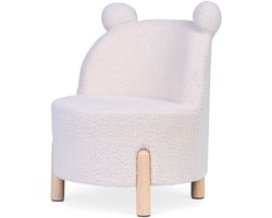 Childhome Teddy Kinderstoeltje - Stoel voor Kinderen in Zachte Teddystof met Berenoortjes - Frame van Berkenhout - Past bij de Teddy Wieg en Kindertafel - Voor Kinderen vanaf 18 Maanden - 45 x 45 x 56 cm - Ecru/Naturel
