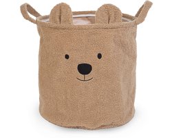 Childhome Teddy Opbergmand 40 x 40 x 40 cm - Speelgoedmand in Zachte Teddystof met Berenoortjes - Ook als Wasmand Babykamer of Decoratie - Stevige Binnenvoering - Lichtgewicht - Bruin