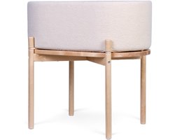 Childhome Teddy Wieg - 2-in-1 Babywieg die een Kindertafel Wordt - Wiegje van 0 tot 6 Maanden, Tafel tot 6 Jaar - Inclusief Matras van 74 x 40 cm - Berkenhout met Afneembare Teddyhoes - 79 x 45 x 82 cm - Ecru