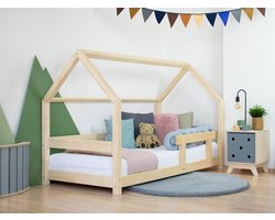 Children's House Bed TERY with Firm Bed Guard - Transparent oil - 80 x 160 cm