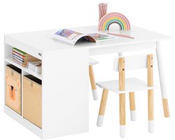 Children's Table & Chair Set - Kids Play Station - Learning Desk - Duurzaam ontwerp - 90x53x60cm tabel, 28x49x28cm stoel, stoelhoogte 28 cm