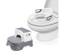 Children's Toilet Seat with Step for Children, Potty for Children with Step for Children from 1-7 Years, Children's Potty Toilet, Baby Seat with Non-Slip Cushion Toilet Attachment (Gray)