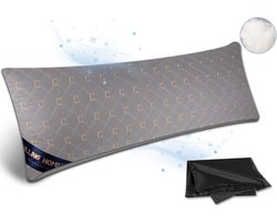 Chilling Home Side Sleeper Pillow met Hoes - Geborduurd Zwangerschap Kussen - Lichaam Kussen - Borstvoeding Kussen - Lang Kussen voor Zijslapers (Grijs-Goud)