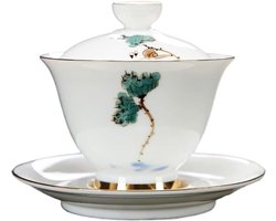 Chinese Thee Set - Keramische Kom - Thee Ceremonie - Handgeschilderd Patroon - 190 ml - Multicolor
