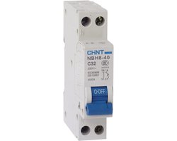 Chint installatieautomaat 1-fase, 1-polig+nul 16A B-kar (NBH8-40 1PN B16) - 190247
