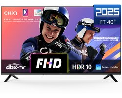 CHiQ L40FT - Smart TV 40 Inch - LED Google TV - FHD 1080P - Randloos Metal Design - Dolby Audio - 2025 Nieuw