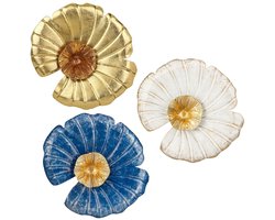 Chique metalen muurdecoratie - trendy wandsculpturen - set van 3 - goudkleurig - metaal