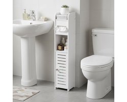 CHIWIN Badkamerkast Badkamer Smalle Opbergkast 80x15x17 cm – Vochtbestendig, Multifunctioneel Toilet & Badkamer Rek