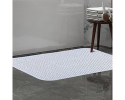 CHIWIN Badmat Set – Antislip Douchemat 70x40cm met Badkussen – PVC Badkamer Mat – Schimmelbestendig en Waterafvoer Ontwerp – Comfortabel en Veilig – Wit