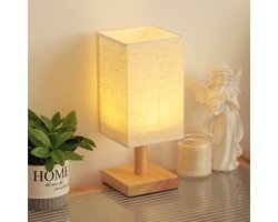 CHIWIN Bedlamp met Afstandsbediening - 3 Lichtstanden & Timer - Slaapkamerlamp met Stoffen Kap - Dimbare LED Nachttafel Lamp voor Slaapkamer en Woonkamer - Eenvoudige Installatie