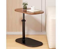 CHIWIN Bijzettafel - Verstelbare C-vorm Bijzettafel van Hout – Laptoptafel op Wieltjes 45–80cm – Mobiele Tafel voor Bank, Bed of Kantoor – Kleine Hoogte Verstelbare Tafel met Opbergruimte – Metaal & Hout – Industrieel Design