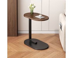 CHIWIN Bijzettafel Woonkamer - Laptoptafel Bijzettafel Kleine - Hoog 60 cm - Banktafel Hout Ovaal - Ruimtebesparend C-vormig Design - Multifunctioneel - Waterbestendig & Makkelijk - voor Bed en Sofa