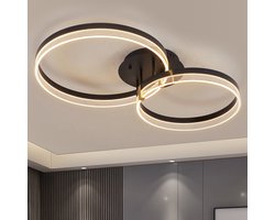 CHIWIN Deze dimbare plafondlamp combineert innovatieve LED-technologie met een uniek tweekleurig ontwerp in zwart en wit. Dankzij het dubbele ringdesign creëert de lamp een en sfeervolle uitstraling, perfect voor woonkamers, slaapkamers, eetkamers