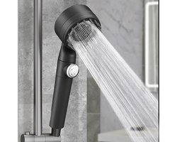 CHIWIN Douchekop met 1.5M Slang en Wandhouder - Doucheset met Filter - 3 Waterstanden - Handdouche - Hoge Druk - Silicone Tongetjes Massage - Geïntegreerd PP-katoen voor Schoner Water - Zwart