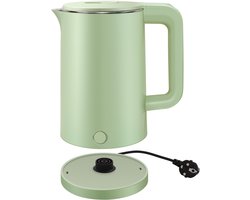 CHIWIN Elektrische Waterkoker 2,3L – 1000W Snelkookfunctie – Dubbelwandig RVS – BPA-vrij – Draadloos met Automatische Uitschakeling – Groen