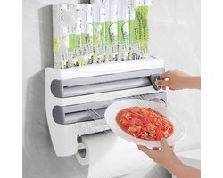 CHIWIN Foliehouder 3-in-1 Ophangbaar - Foliedispenser Keuken met Rollenhouder - met Ingebouwde Snijder - Aluminiumfolie Dispenser en Huishoudfolie Houder - Voor Aluminiumfolie, Plastic Folie & Keukenrol