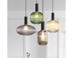 CHIWIN Hanglamp Glas 4-Lichts – Industriële Retro Plafondlamp – Moderne Dimbare E27 Hanglamp voor Woonkamer Eetkamer Café Bar Kantoor
