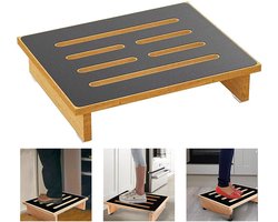 CHIWIN Houten Voetenbankje - Anti-Slip Krukje - Opstapje voor Toilet Auto Keuken Badkamer - Massief Hout - Voetensteun Binnen en Buiten - 39.8 x 32 x 8.8 cm