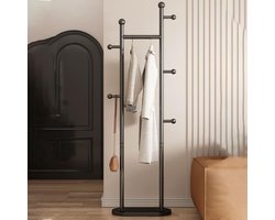 CHIWIN Kapstok - Vrijstaand Metaal 168cm - 5 Haken en Zware Basis - Staande Kledingrek voor Hal Slaapkamer Gang - Ruimtebesparende Jassenrek Tassenhouder - Zwart