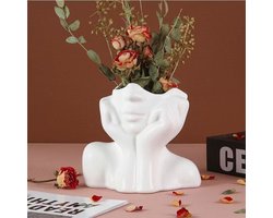 CHIWIN Keramische Vaas – Bloemenvaas voor Pampasgras & Droogbloemen – Duurzame Boho Decoratie voor Huis & Kantoor – Multifunctionele Geschenk Vaas Ø13,5 cm