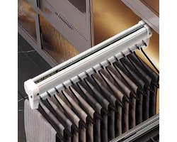 CHIWIN Kledinghanger - Uittrekbare Broekenhouder met 12 Hangers – Garderobestang met Geluidloze Geleiderails en Spiegel – 46–81cm Te Uitschuiven – Aluminium Antiroest – Schuifbare Kledinghanger voor Broeken, Sjaals en Meer