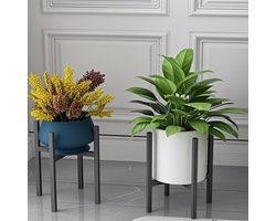 CHIWIN Plantenstandaard Binnen - Uitschuifbare Plantenrek Metaal - 2 Hoogtes - Bloempot Standaard - Plantentafel - Weerbestendig & Duurzaamheid - Minimalistisch - Ø 23 tot 37 - Zwart