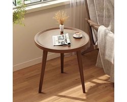 CHIWIN Salontafel Rond Kleine - Salon Tafel Hout Retro - Driehoekige Pootdesign - Valbescherming Rand- Gebruik als Laptoptafel, Bijzettafel, Snacktafel - voor Woonkamer/Slaapkamer - 40 x 40 x 48 cm - Bruin