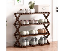 CHIWIN Schoenenkast - Bamboe Schoenenrek 4 Laags – Vrijstaand Schoenenrek voor Hal en Entree – Ruimtebesparend, Stabiel, Geen Montage Nodig