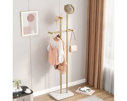 CHIWIN Staande Kapstok Modern 169cm - Metaal Kapstokken Vrijstaand met 8 Haken - Luxe Gouden Design - Stevige Onderplaat - Eenvoudige Montage - Voor Hal Slaapkamer & Woonkamer