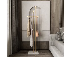 CHIWIN Staande Kapstok Modern - Metaal Kapstokken met 8 Haken - Luxe Gouden Design - Stevige Onderplaat - Eenvoudige Montage - voor Hoed, Sjaals, Jassen, en Tassen - Voor Slaapkamer & Woonkamer