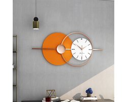 CHIWIN Stille Wandklok 25cm – Moderne Klok Oranje & Wit – Geen Tikkend Geluid – Grote Glazen Wijzerplaat – Voor Woonkamer, Slaapkamer, Kantoor of Studieruimte
