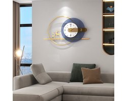 CHIWIN Stille Wandklok Metaal – Moderne Decoratieve Klok met Hert – Geen Tikkend Geluid – Grote Wijzerplaat 80x42cm – Voor Woonkamer, Slaapkamer, Kantoor, Studieruimte