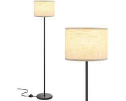 CHIWIN Vloerlamp – Moderne Stoffen Lampenkap – Staande Leeslamp met Voetknop – Voor Woonkamer Slaapkamer Bureau – Zonder Lamp – Stabiele Ronde Metalen Voet