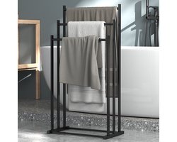 CHIWIN Vrijstaande Handdoekhouder – 3 Handdoekstangen, Badkamer Handdoekrek Zonder Boren, Modern Metalen Badhanddoekhouder, Ruimtebesparend en Stijlvol