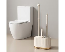 CHIWIN WC Borstel Set 4-in-1 – Toiletborstel met Houder – Wand of Staand – Siliconen en Ronde Borstel – Badkamer Reinigingsset