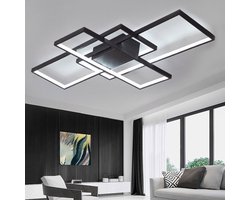 CHIWINLED plafondlamp dimbaar met afstandsbediening – modern aluminium design 3000–6500 K – energiezuinig en zacht licht – grote lamp voor woonkamer, slaapkamer, keuken of kantoor,Zwart