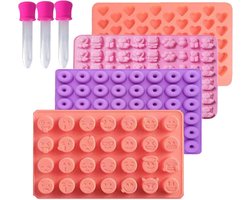 Chocolade vorm siliconen Beertjes Maken - Set van 4 Rubberen Snoepvormen - 3 Pipetten - Mini Siliconen Vorm - Gelei Koekjes