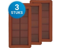 Chocoladereep Vormen - 3 Delige Set - Siliconen - Chocoladevorm - Chocolade Mal - Bakvorm Chocolade - Chocolade tablet - Flexibel & BPA-vrij - Oven- en Vriezerbestendig - Herbruikbaar - Bruin