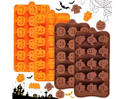 Chocoladevorm, 4 stuks, bonbonvorm, siliconen, BPA-vrij, 3D anti-aanbaklaag, siliconen vorm, chocolade, rubberen beertjes, voor bakken (Halloween)