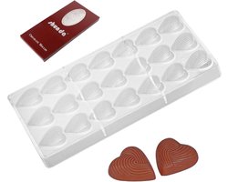 Chocoladevorm - Hart Chocolade Mal - Mal 21 Vakjes - Gemakkelijk Los Te Maken - Makkelijk Schoon Te Maken - Transparant Polycarbonaat Kunststof - 1 Stuk Met 21 Holtes - Voor Bonbons Snoep En Jelly DIY