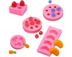 Chocoladevorm Siliconen - 3D-siliconenvorm fruit ananas-aardbei-sinaasappel-bosbes-framboos - voor fondant chocolade bakken taartdecoratie