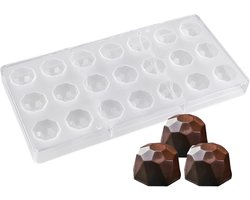Chocoladevormen met 21 holtes en antiaanbaklaag, gemaakt van transparant polycarbonaat, voor het zelf maken van snoep, gelei en chocolade.