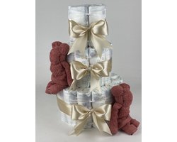 Chouette-Chouette | Luiertaart Neutraal | Kraamcadeau | Geboorte Jongen Meisje | Babyshower | Beren Koper - Beige