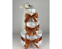 Chouette-Chouette | Luiertaart Neutraal | Kraamcadeau | Geboorte Jongen Meisje | Babyshower | Tuttle Poodle Peter Koper