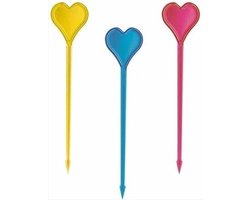 CHPN - Cocktailprikker - 50 stuks - Hartjes Prikkers - Lunchbox prikkers - Multicolor - Kunststof - Cocktailprikkers - Kaasprikkers - Borreltafel