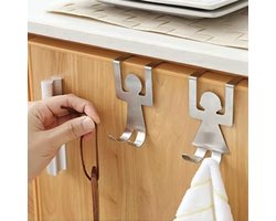 CHPN - Deurhaakjes - Keukenkast haakjes - 2 stuks - Handdoekhouder - RVS - Deurhaakjes - Deur max 18MM dik - Handige haakjes voor in de keuken