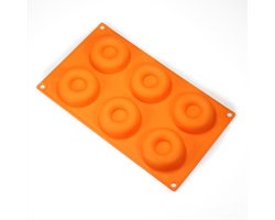 CHPN - Donutvorm - Donuts maken - Donut vorm - Donut mal - Siliconen - Bakvorm - Bakken - Geschikt voor 6 donuts - Oranje