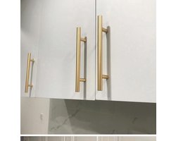 CHPN - Goudkleurige Keukenkastgreep - Goudkleurig - Metaal - 192mm Hartafstand - Moderne Ronde Greep Incl. Schroeven - Kast, Lade, Deur- Handgreep - Keukenaccessoire